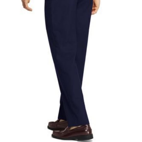 NWT LANDS' END MEN'S YEAR'ROUNDER TAILORED FIT PLAIN FRONT PANTS TRUE NAVY 37 - Picture 3 of 9